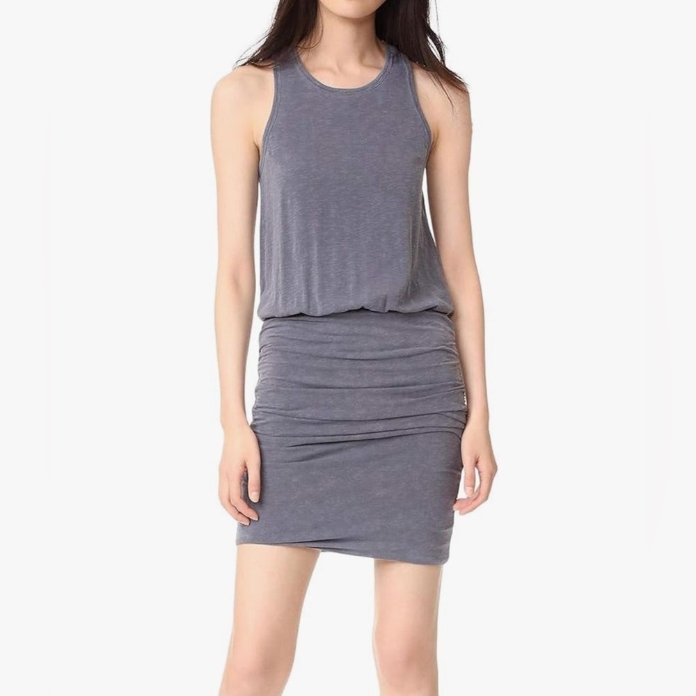 Sundry Ruched U Neck Mini Tank Dress SZ XS Charcoal Grey